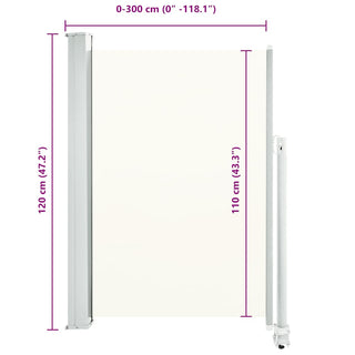 Ausziehbare Seitenmarkise 120x300 cm Creme