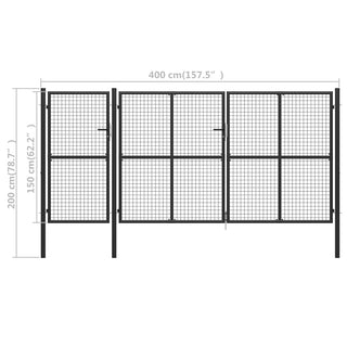 Gartentor Stahl 400 x 150 cm Anthrazit