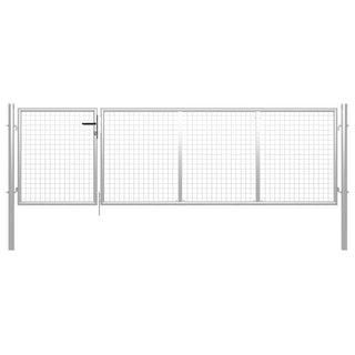 Gartentor Stahl 350 x 75 cm Silbern