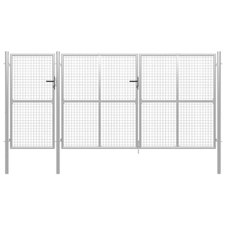 Gartentor Stahl 400 x 150 cm Silbern