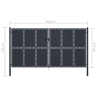 Gartentor Stahl 400 x 175 cm Anthrazit