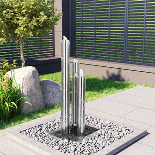 Gartenbrunnen Silbern 48x34x88 cm Edelstahl