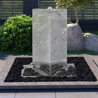 Gartenbrunnen mit Pumpe Edelstahl 76 cm Dreieckig