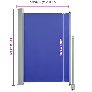 Ausziehbare Seitenmarkise 120x300 cm Blau
