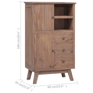 Highboard 60 x 30 x 100 cm Massivholz Teak - allroundshopper