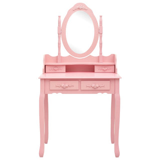 Schminktisch-Set mit Hocker Rosa 75x69x140 cm Paulownia-Holz