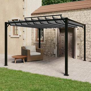 Pergola mit Lamellendach 3x3 m Anthrazit Stoff und Aluminium