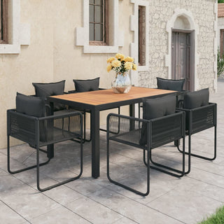 7-tlg. Garten-Essgruppe PVC Rattan Schwarz und Braun