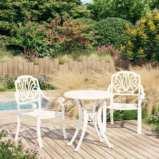 3-tlg. Bistro-Set Aluminiumguss Weiß