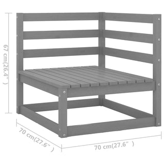 8-tlg. Garten-Lounge-Set Grau Massivholz Kiefer