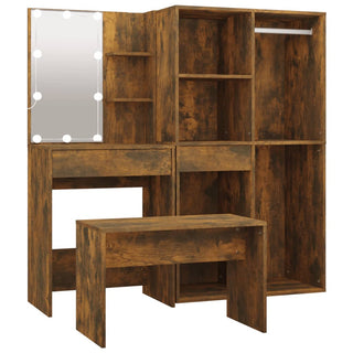 Schminktisch - Set mit LED Räuchereiche Holzwerkstoff - allroundshopper