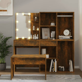 Schminktisch - Set mit LED Räuchereiche Holzwerkstoff - allroundshopper