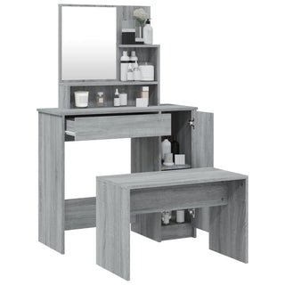 Schminktisch-Set Grau Sonoma 86,5x35x136 cm