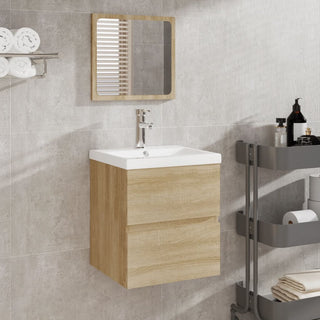 Waschbeckenunterschrank mit Waschbecken Spiegel Sonoma Eiche