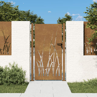 Gartentor 105x180 cm Cortenstahl Gras-Design
