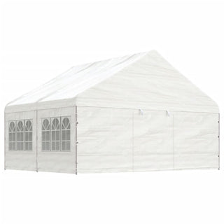 Pavillon mit Dach Weiß 4,46x5,88x3,75 m Polyethylen
