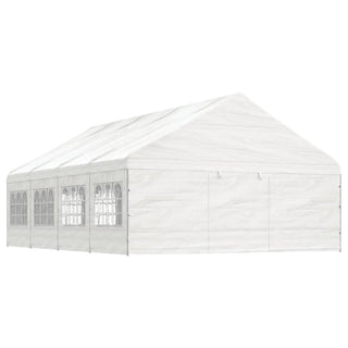 Pavillon mit Dach Weiß 8,92x5,88x3,75 m Polyethylen