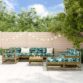 10-tlg. Garten-Lounge-Set mit Kissen Kiefernholz Imprägniert