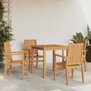 5-tlg. Garten-Essgruppe Massivholz Teak