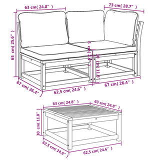 9-tlg. Garten-Lounge-Set mit Kissen Massivholz Akazie