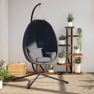 Hängesessel Ei-Design mit Ständer Anthrazit Stoff und Stahl