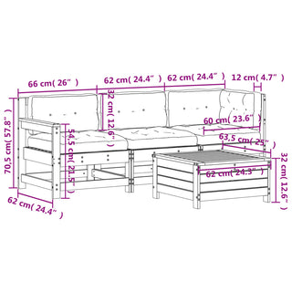 4-tlg. Garten-Lounge-Set mit Kissen Kiefernholz Imprägniert