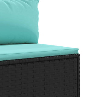 10-tlg. Garten-Lounge-Set mit Kissen Schwarz Poly Rattan