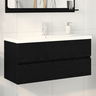 Waschbecken Schrank mit integriertem Waschbecken Schwarze Eiche aus lackiertem Holz