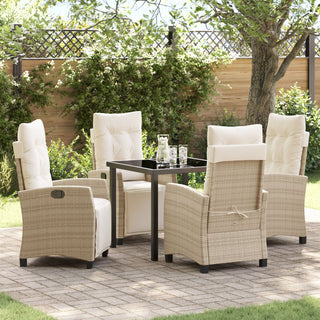 5-teilige Garten-Essgruppe Beige Poly-Rattan