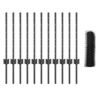 Gartenzaun Set Packung mit 2 Grau Metall Groß Erweiterbar