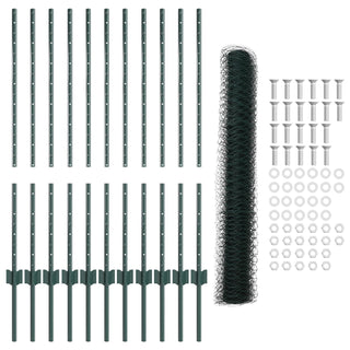 Sechseckiges Gartenzaun-Set Set aus 2 Grün Metall 25 x 1 m