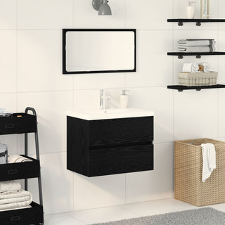 Waschbeckenunterschrank mit integriertem Becken Schwarze Eiche Holzwerkstoff, vidaXL Waschbeckenunterschrank Schwarze Eiche 60x38,5x45 cm Holzwerkstoff