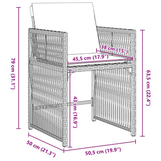 5-teiliges Garten-Ess-Set mit Kissen in Grau Poly-Rattan