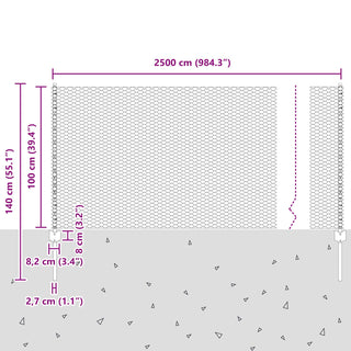 Gartenzaunset Set aus 2 Grün Stahl Standard Langlebig