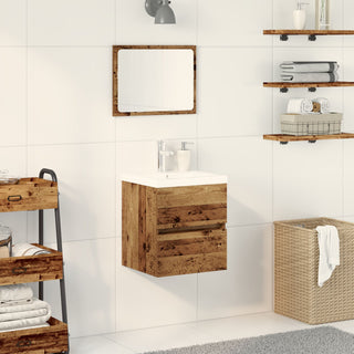 Waschbeckenunterschrank mit eingebautem Becken Schwarze Eiche Ingenieure Holz, vidaXL Waschbeckenunterschrank Alter Holz 41x38,5x45 cm Ingenieure Holz