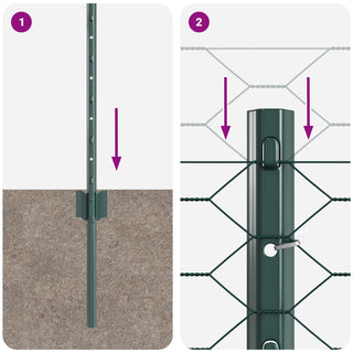 Sechseckgartenzaun Set 2er Set Grün Pulverbeschichteter Stahl