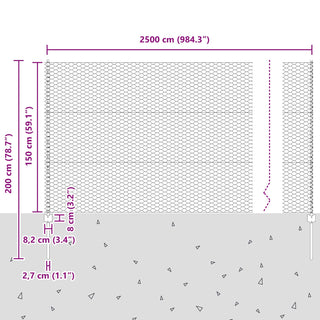 Gartenzaun-Set Set aus 2 Grün Metall, Kunststoff 25 x 1,5 m
