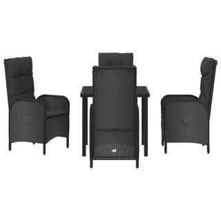 5-teiliges Garten-Essset Schwarz Poly-Rattan