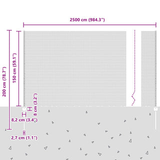 Gartenzaun-Set Set aus 2 Grau Stahl 1,5 m breit, 25 m lang