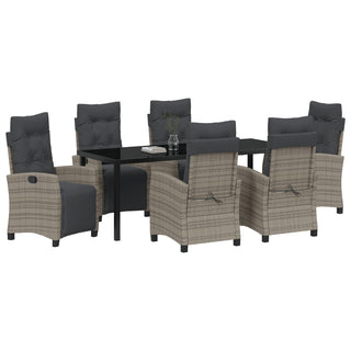 7-teiliges Garten-Dining-Set Grau Poly-Rattan