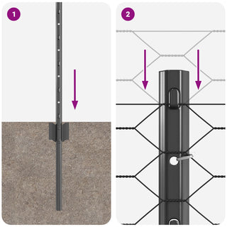 Gartenzaun Set Packung mit 2 Grau Metall Groß Erweiterbar
