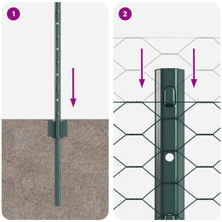 Sechseckiges Gartenzaun-Set Set von 2 Grün
