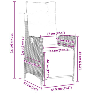 3-teiliges Garten-Ess-Set Grau Poly-Rattan
