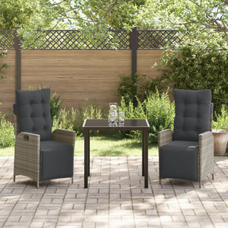 3-teiliges Garten-Ess-Set Grau Poly-Rattan