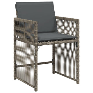 5-teiliges Garten-Ess-Set mit Kissen in Grau Poly-Rattan