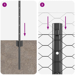 Gartenzaun-Set Set aus 2 Grau Stahlnetz 25 x 0,5 m Zaun Tragbar