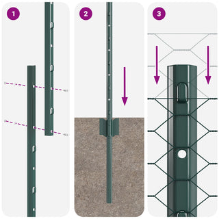 Sechseckiger Gartenzaun Set Set aus 2 Grün Metall 25 x 1,5 m
