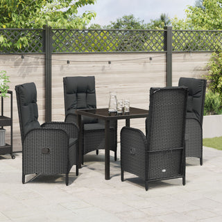 5-teiliges Garten-Essset Schwarz Poly-Rattan