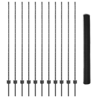 Gartenzaunset Set aus 2 Grau Pulverbeschichteter Stahl 25 x 1,5 m