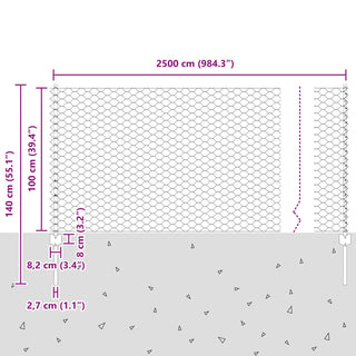 Sechseckiges Gartenzaun-Set Set aus 2 Grün Metall 25 x 1 m